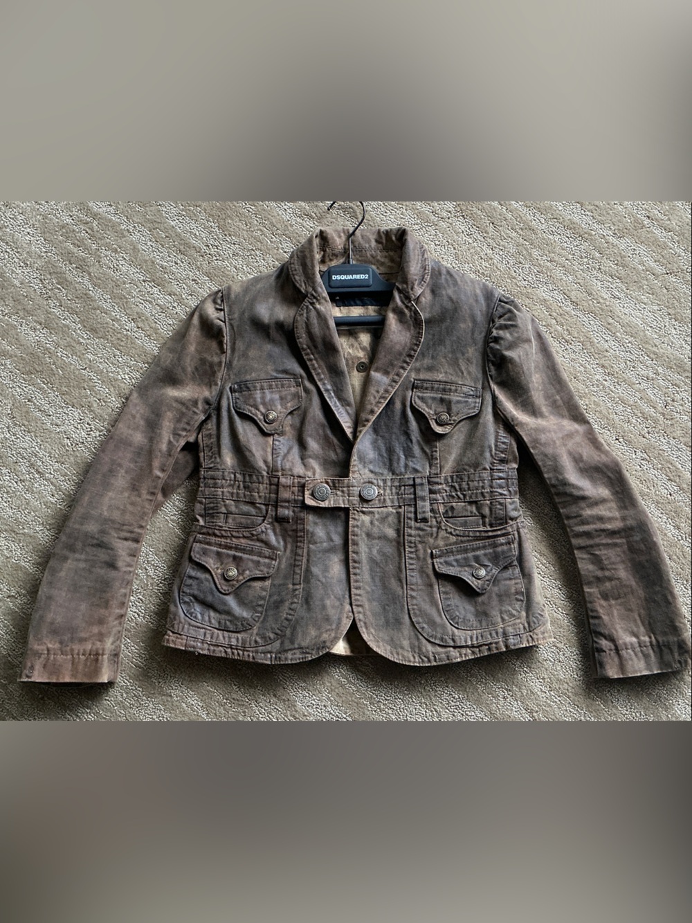 DSQUARED2 Distressed Waxed Cotton Western Cropped 2006 Vintage Jacket 42IT/4US